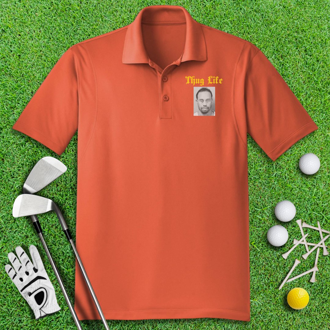 Thug Life - Tiger Woods Mugshot Polo Shirt - TeeHee Golf Gear