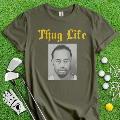 Thug Life - Tiger Woods Mugshot T - Shirt - TeeHee Golf Gear
