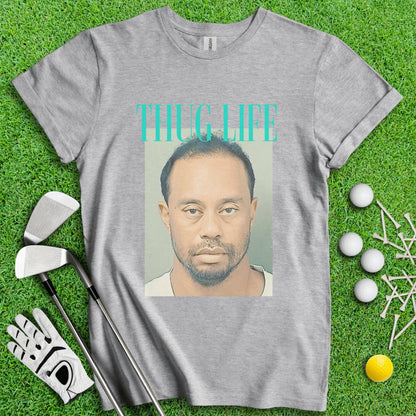 THUG LIFE - Tiger Woods Mugshot T - Shirt - TeeHee Golf Gear