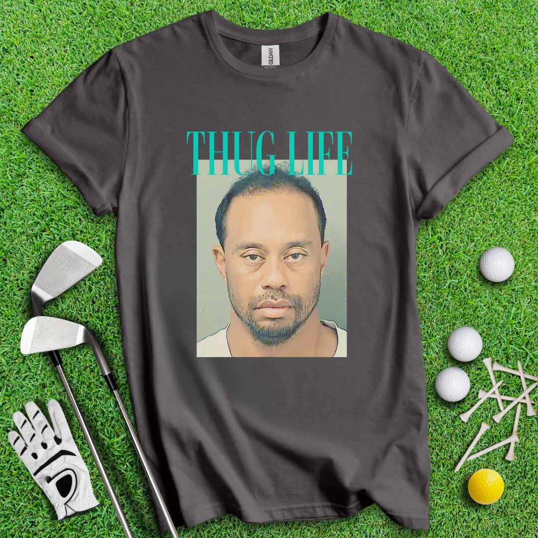 THUG LIFE - Tiger Woods Mugshot Tee - TeeHee Golf Gear