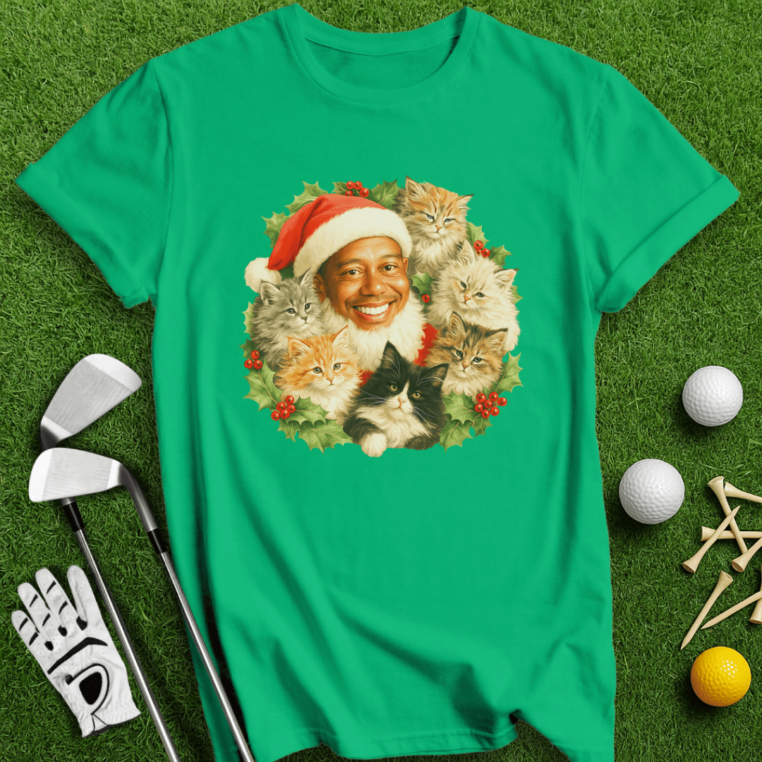 Tiger Santa Ugly Sweater T-shirt - TeeHee Golf Gear