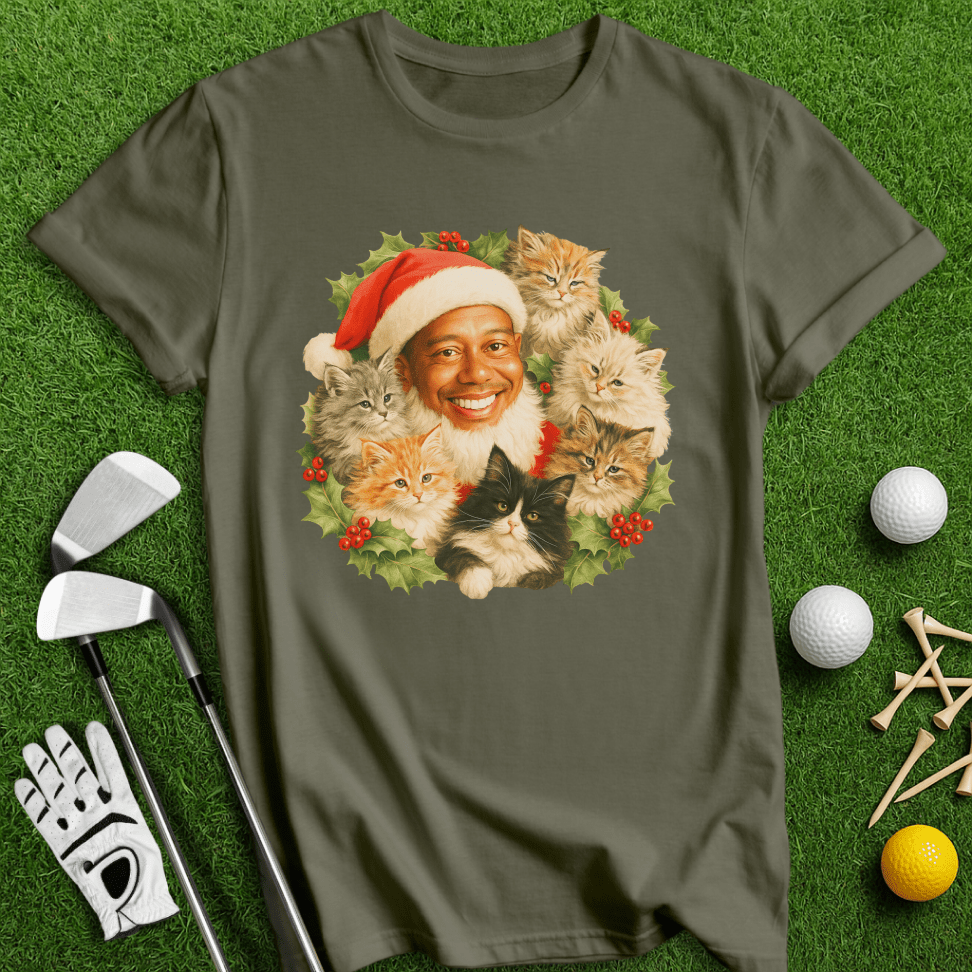 Tiger Santa Ugly Sweater T-shirt - TeeHee Golf Gear