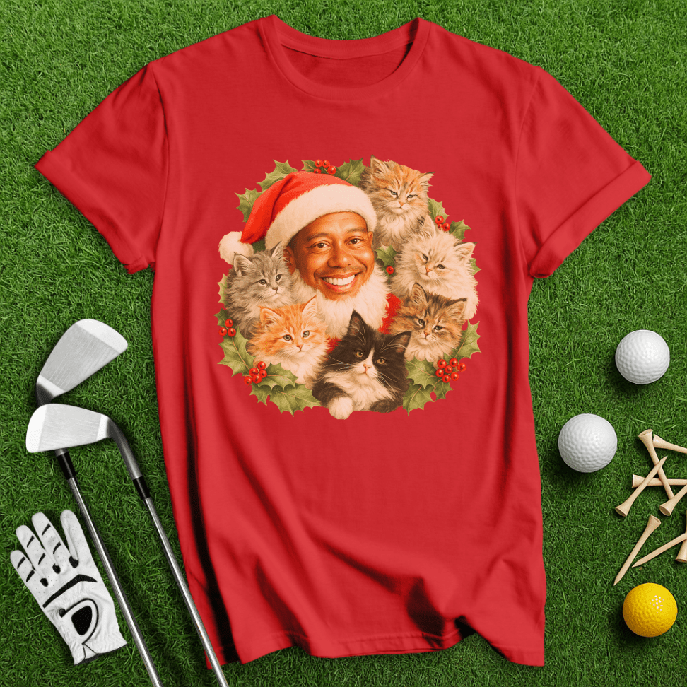 Tiger Santa Ugly Sweater T-shirt - TeeHee Golf Gear