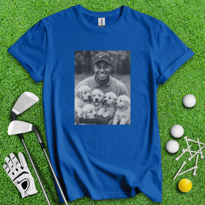 Tiger VS. Golden Puppies T-shirt - TeeHee Golf Gear