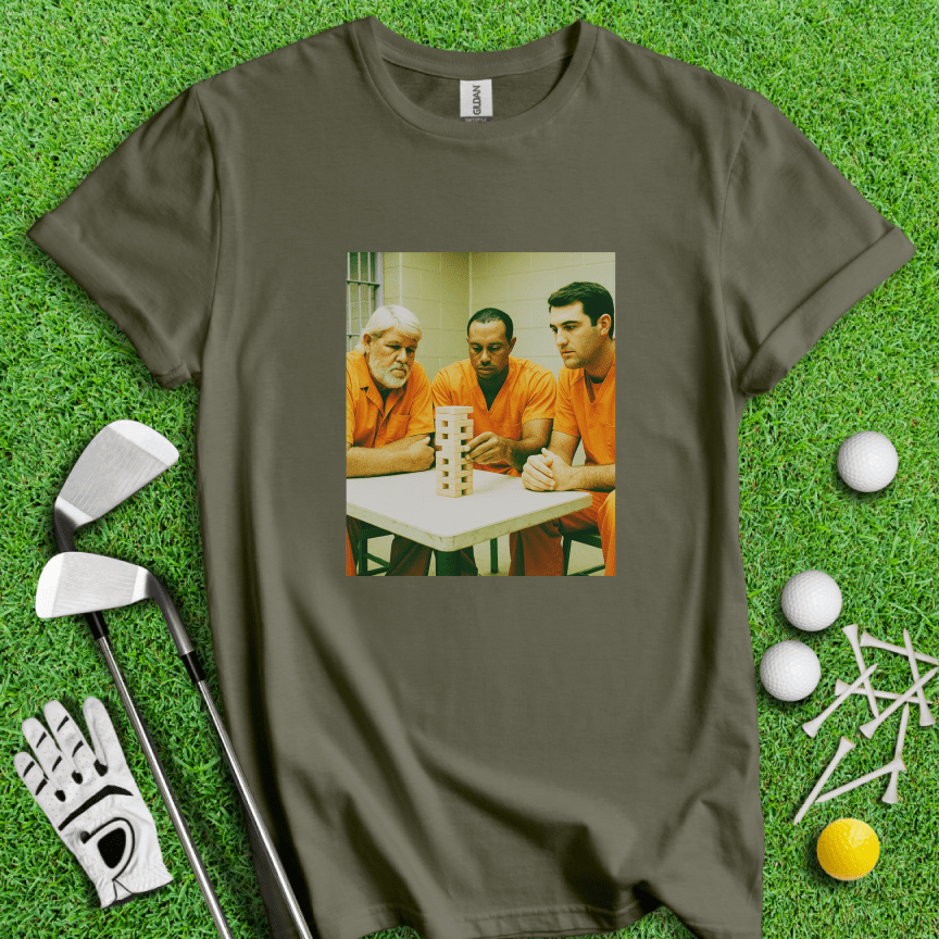 Trio Mugshot Jenga T-shirt - TeeHee Golf Gear