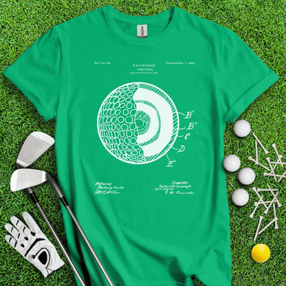 Vintage Golf Ball Patent Blueprint Golf T - Shirt - TeeHee Golf Gear