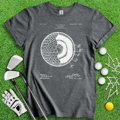 Vintage Golf Ball Patent Blueprint Golf T - Shirt - TeeHee Golf Gear