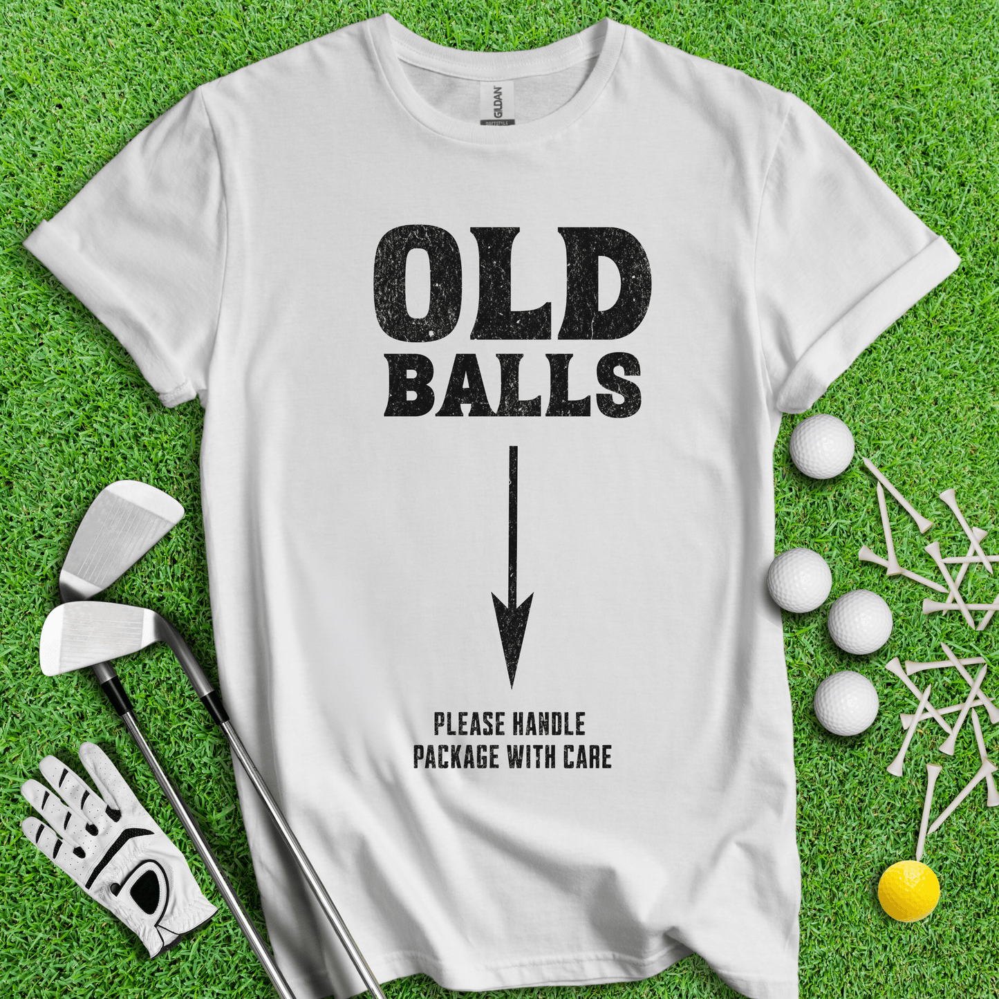 Old Balls, Please Handle Package With Care Funny Golf T-Shirt