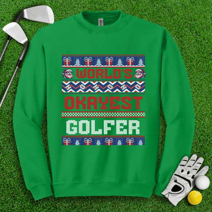 World's Okayest Golfer Ugly Sweater - TeeHee Golf Gear