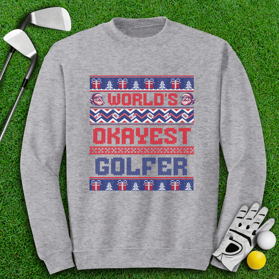 World's Okayest Golfer Ugly Sweater - TeeHee Golf Gear