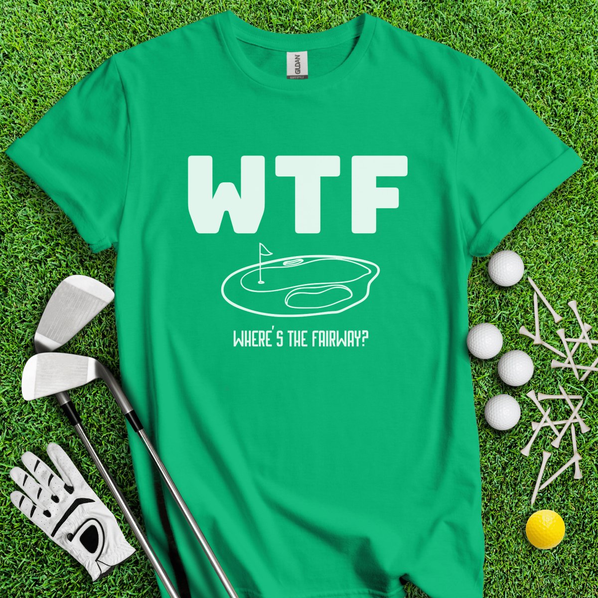 WTF Where's The Fairway Funny Golf T - Shirt - TeeHee Golf Gear