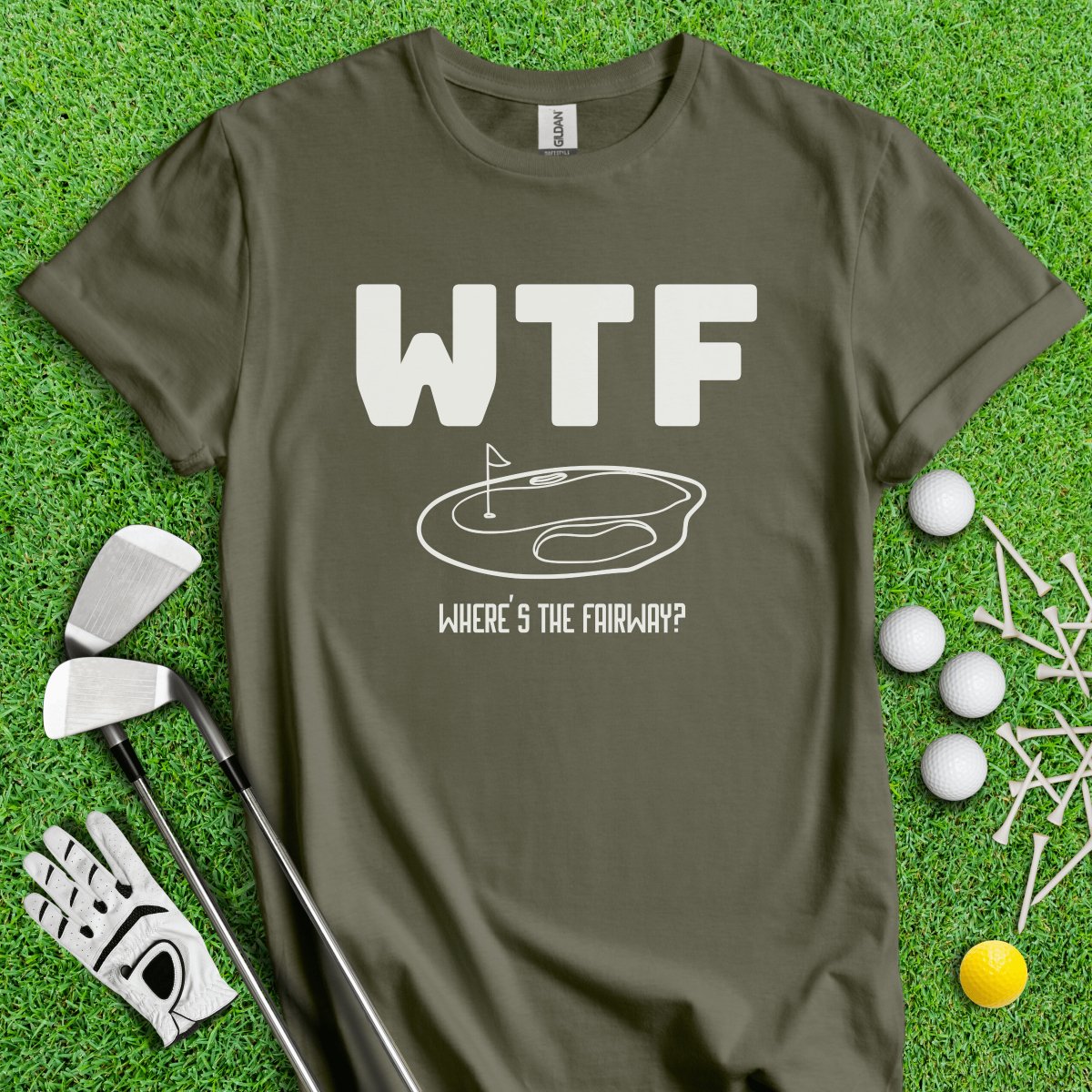 WTF Where's The Fairway Funny Golf T - Shirt - TeeHee Golf Gear