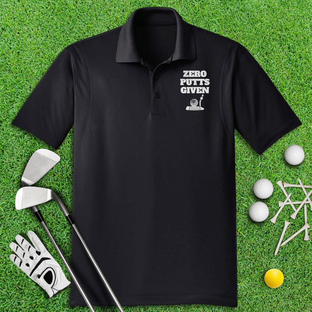 Zero Putts Given Funny Golf Polo Shirt - TeeHee Golf Gear